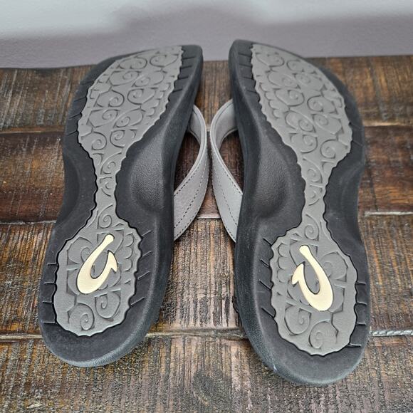NEW OluKai Ohana Womens Size 9 Slip On Flip Flops Beach Sandals Foam Gray - Picture 8 of 10
